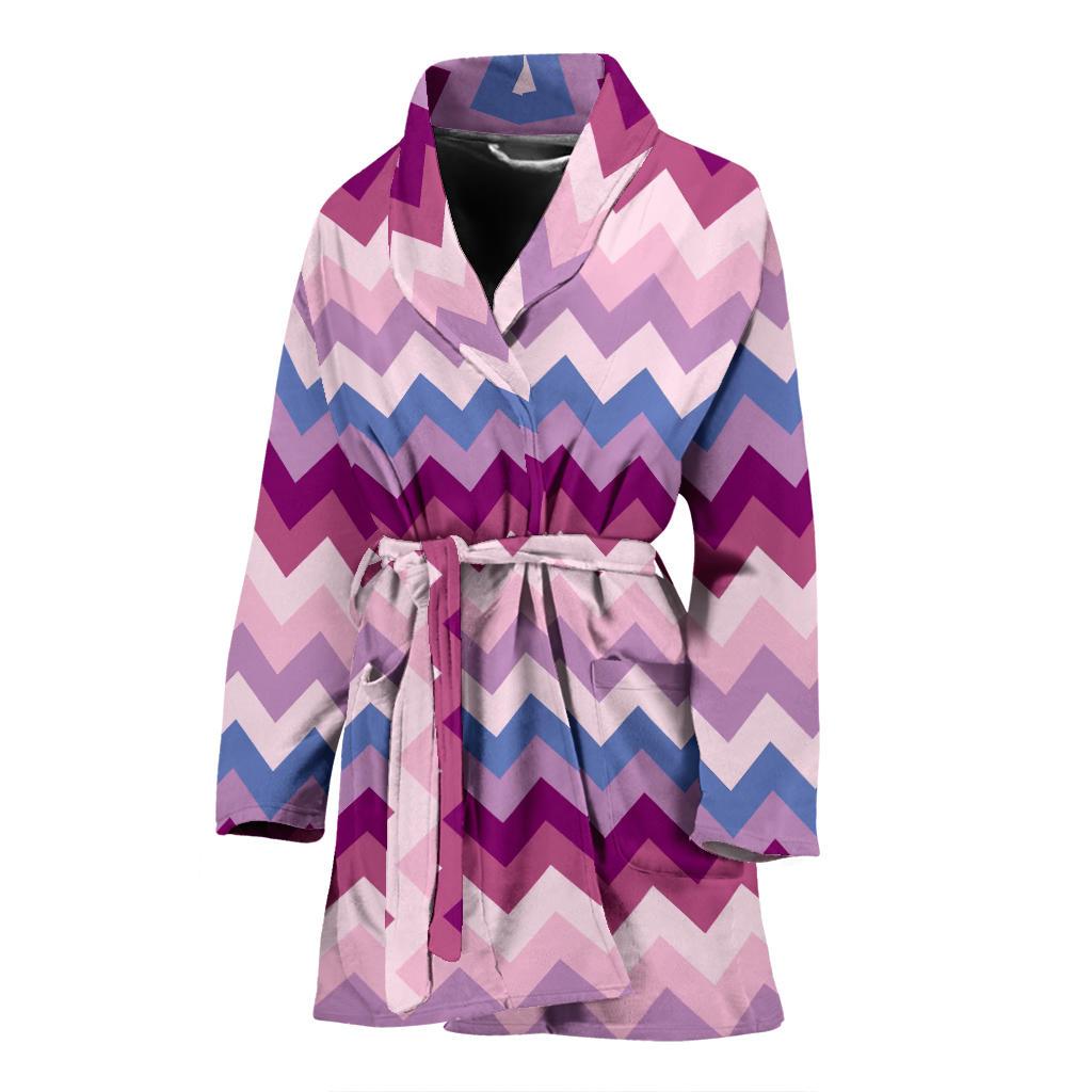 Zig Zag Pattern Print Women Long Robe-grizzshop