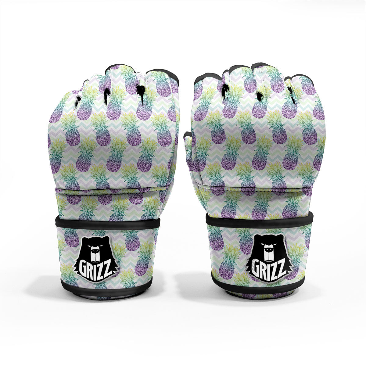 Zig Zag Pineapple Bright Print Pattern MMA Gloves-grizzshop