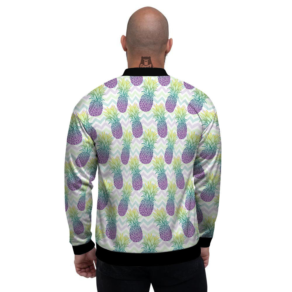 Zig Zag Pineapple Bright Print Pattern Men's Bomber Jacket-grizzshop