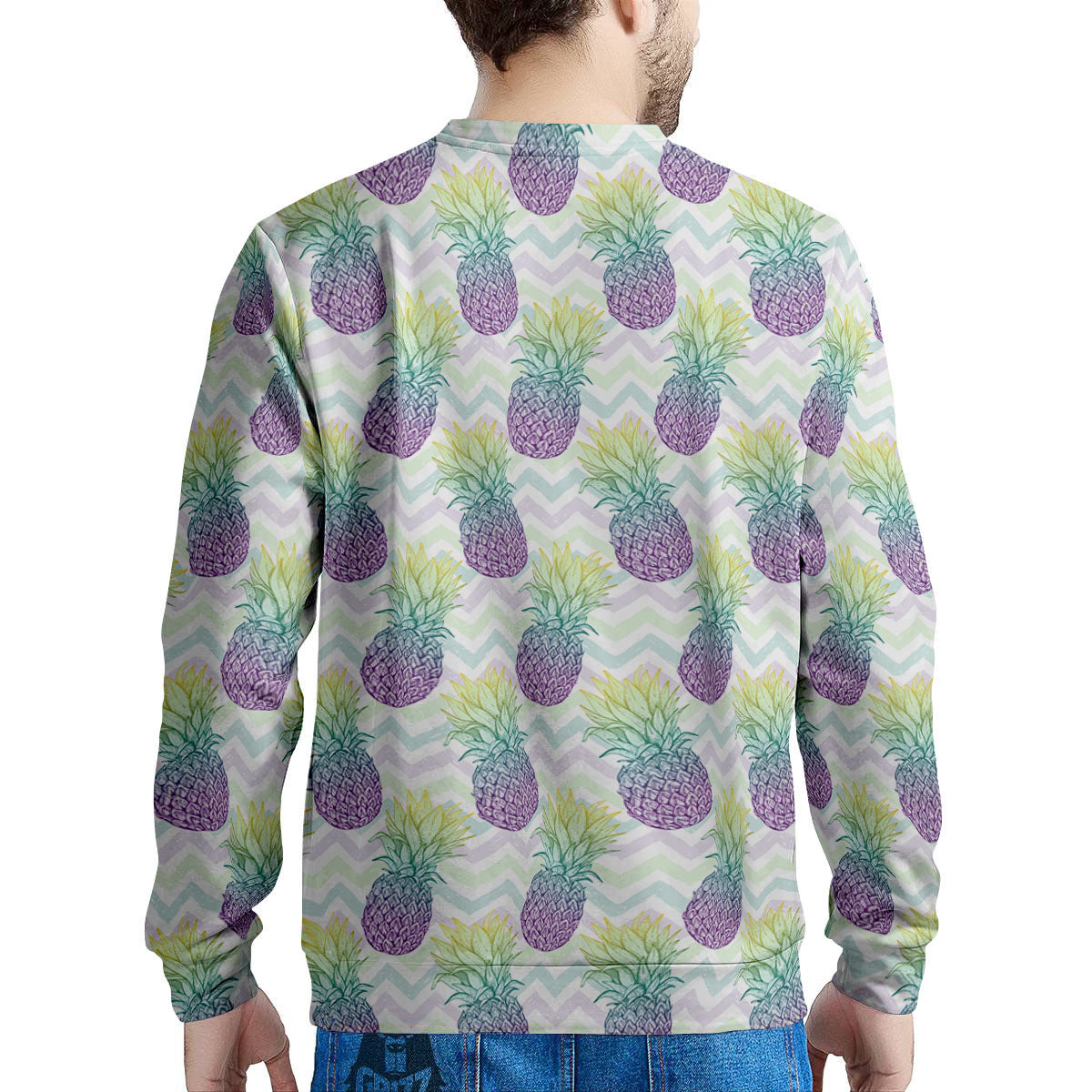 Zig Zag Pineapple Bright Print Pattern Men's Sweatshirt-grizzshop
