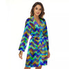 Zig Zag Pineapple Neon EDM Print Pattern Women's Robe-grizzshop