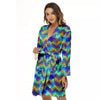 Zig Zag Pineapple Neon EDM Print Pattern Women's Robe-grizzshop