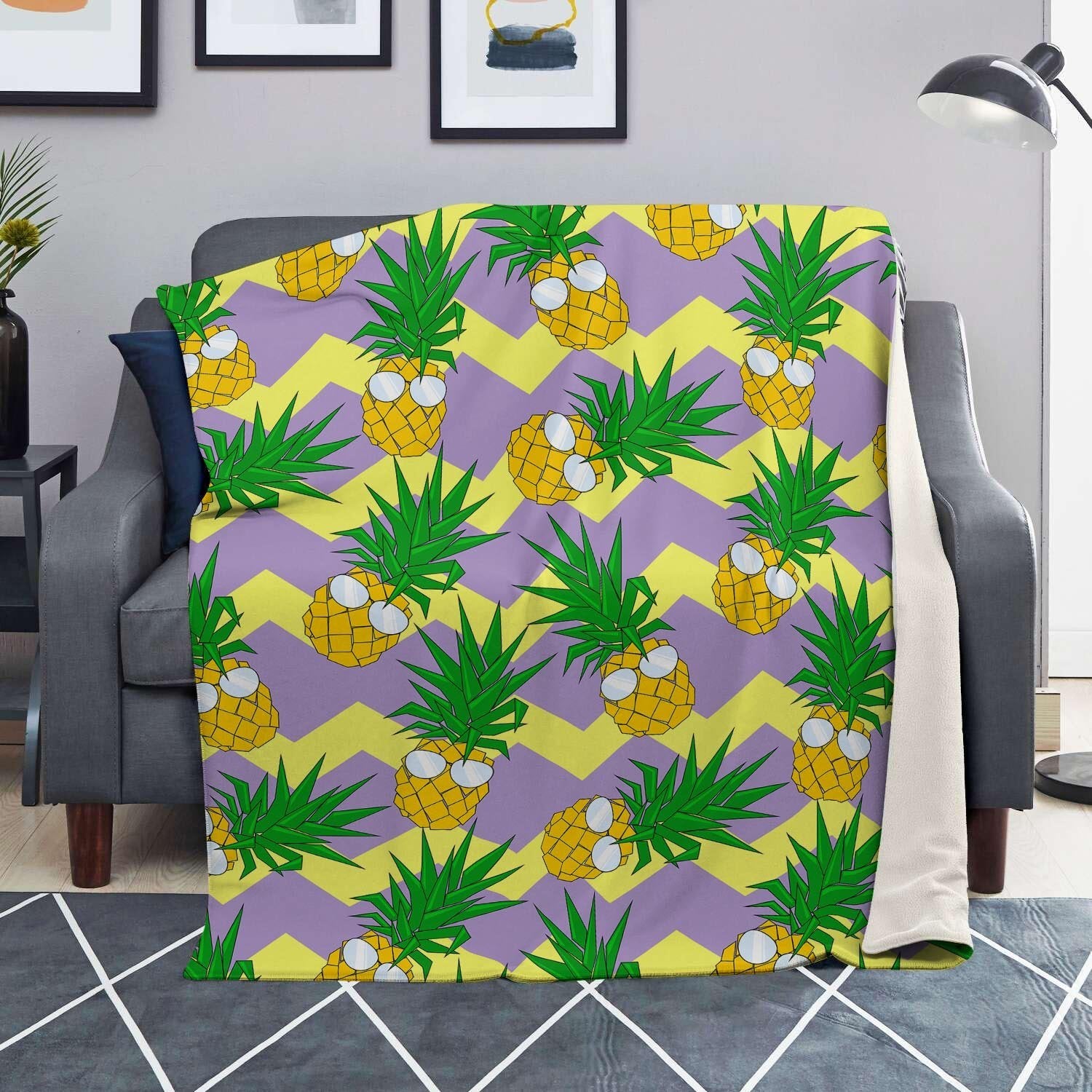 Zig Zag Pineapple Print Blanket-grizzshop