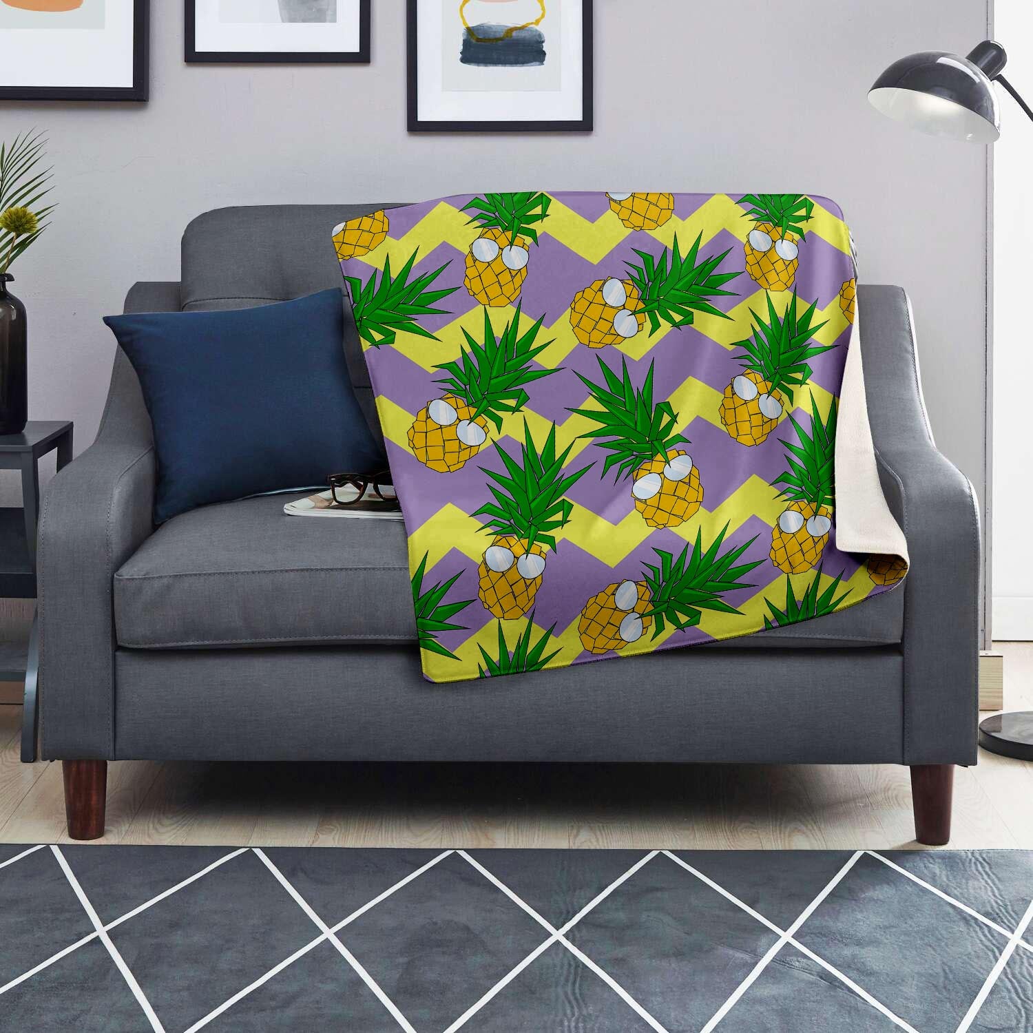 Zig Zag Pineapple Print Blanket-grizzshop