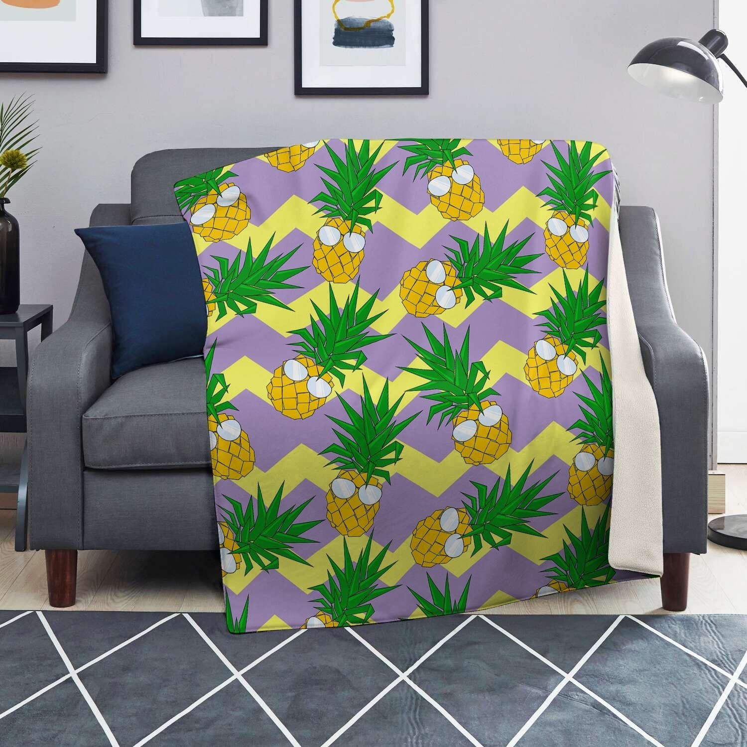 Zig Zag Pineapple Print Blanket-grizzshop