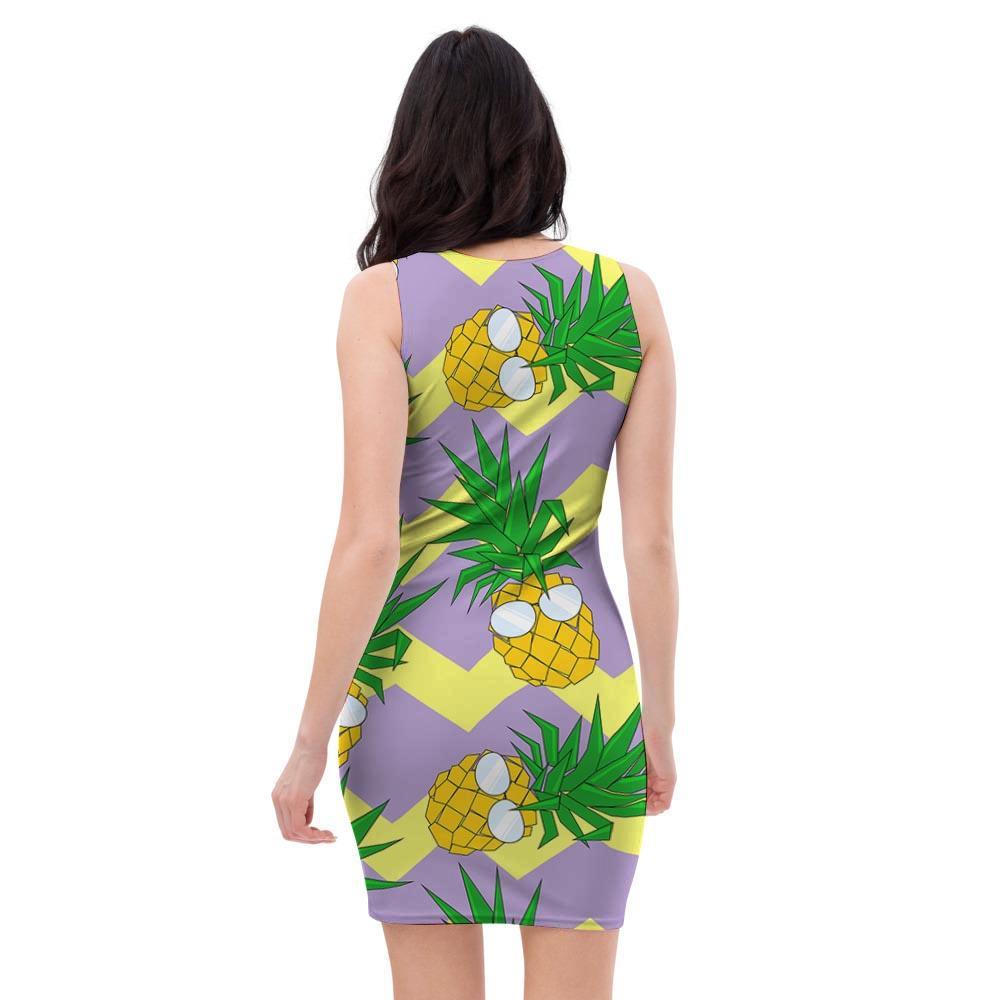 Zig Zag Pineapple Print Bodycon Dress-grizzshop