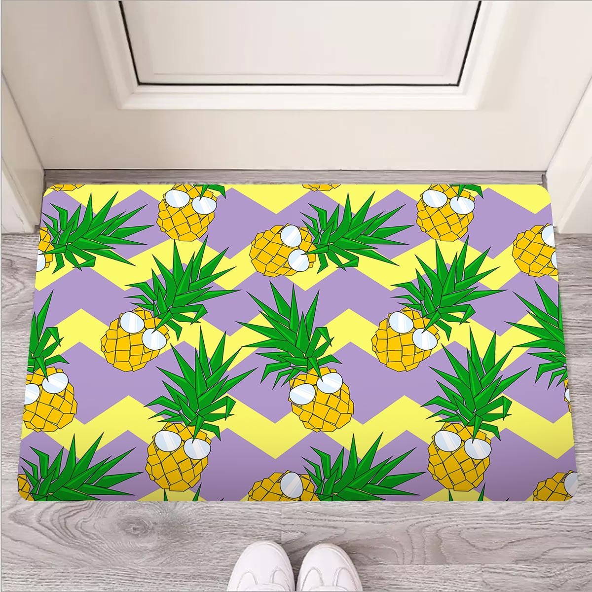 Zig Zag Pineapple Print Door Mat-grizzshop