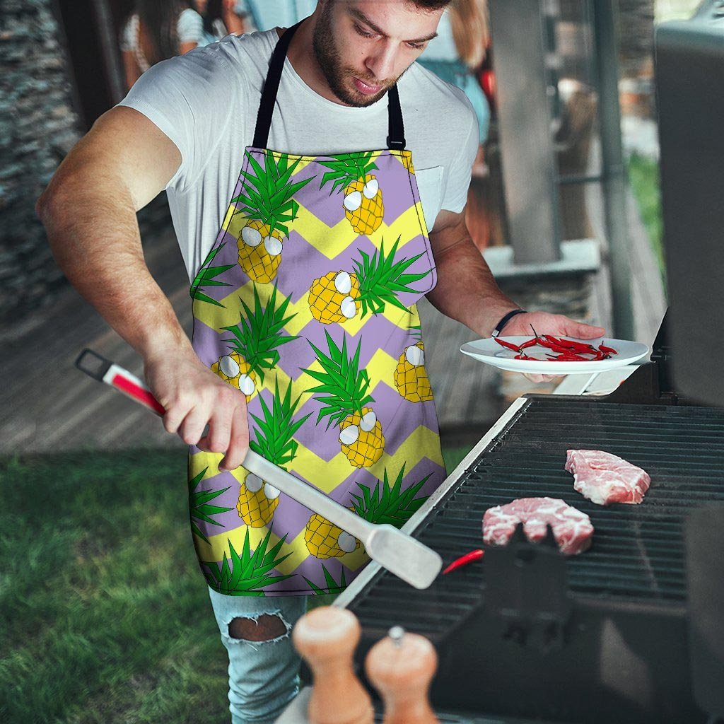 Zig Zag Pineapple Print Men's Apron-grizzshop