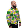 Zig Zag Pineapple Print Men's Bomber Jacket-grizzshop