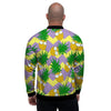 Zig Zag Pineapple Print Men's Bomber Jacket-grizzshop