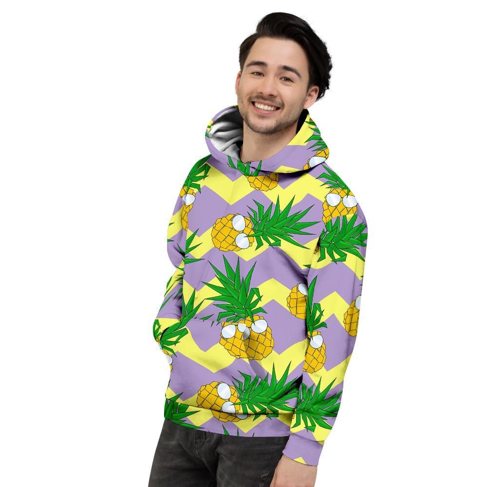 Zig Zag Pineapple Print Men's Hoodie-grizzshop