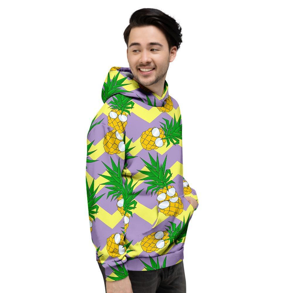 Zig Zag Pineapple Print Men's Hoodie-grizzshop