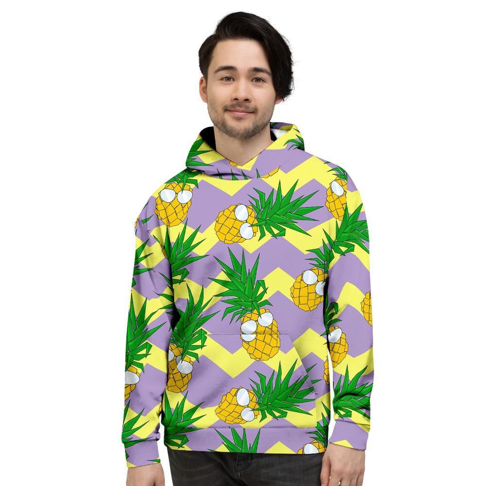 Zig Zag Pineapple Print Men's Hoodie-grizzshop