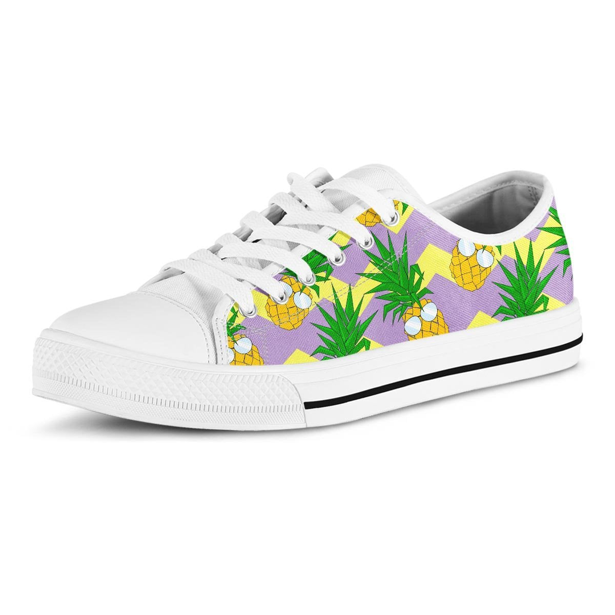 Zig Zag Pineapple Print Men's Low Top Shoes-grizzshop