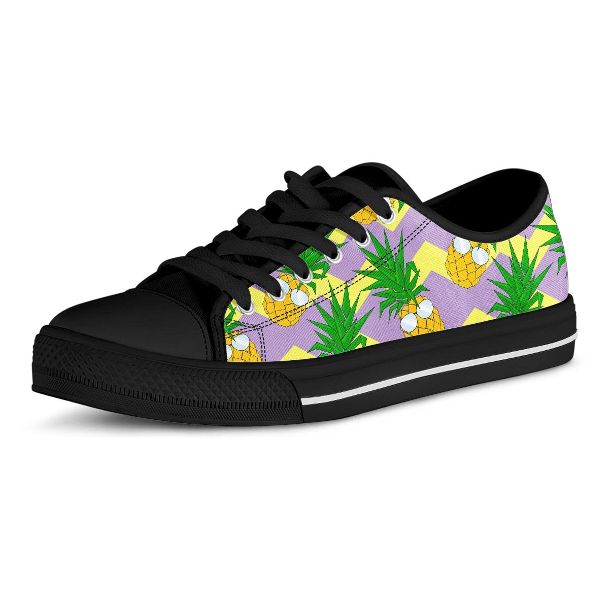Zig Zag Pineapple Print Men's Low Top Shoes-grizzshop