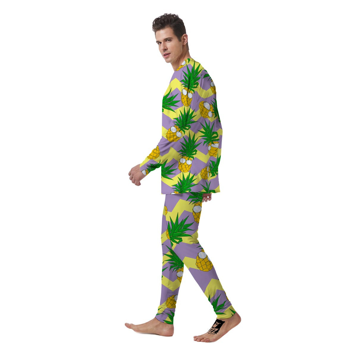 Zig Zag Pineapple Print Men's Pajamas-grizzshop