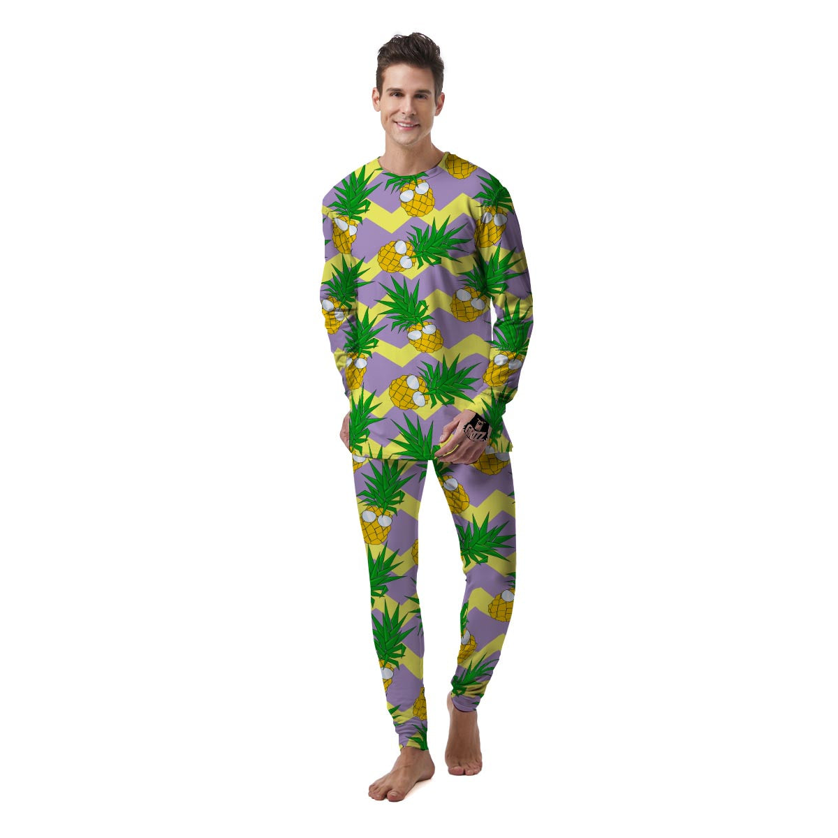 Zig Zag Pineapple Print Men's Pajamas-grizzshop