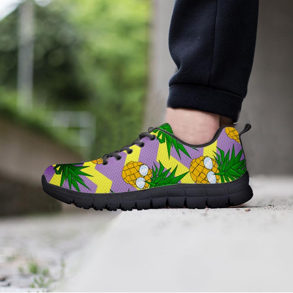 Zig Zag Pineapple Print Men's Sneakers-grizzshop