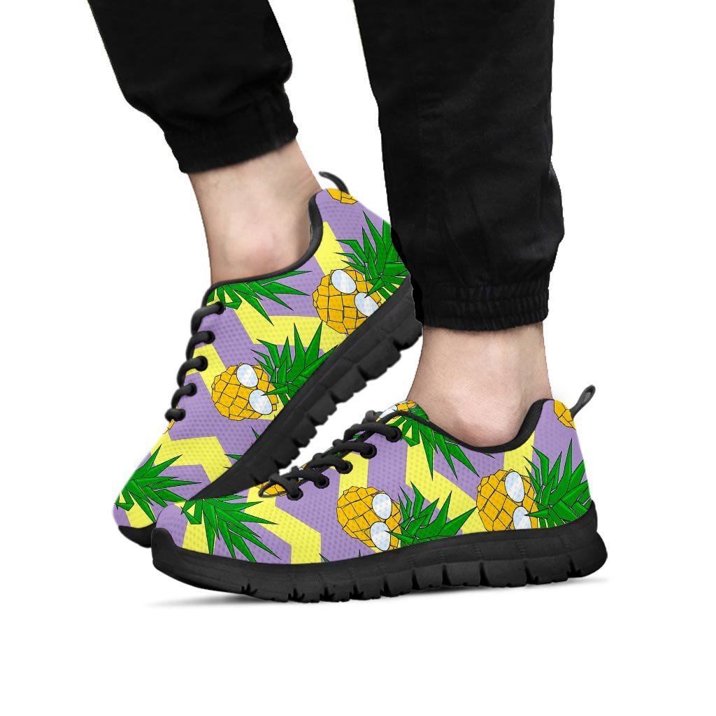 Zig Zag Pineapple Print Men's Sneakers-grizzshop