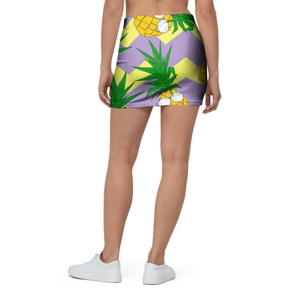 Zig Zag Pineapple Print Mini Skirt-grizzshop