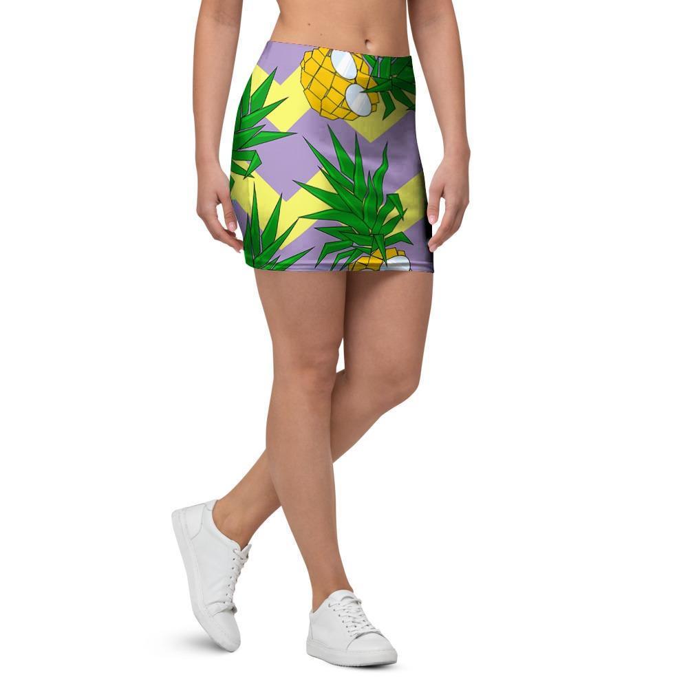 Zig Zag Pineapple Print Mini Skirt-grizzshop