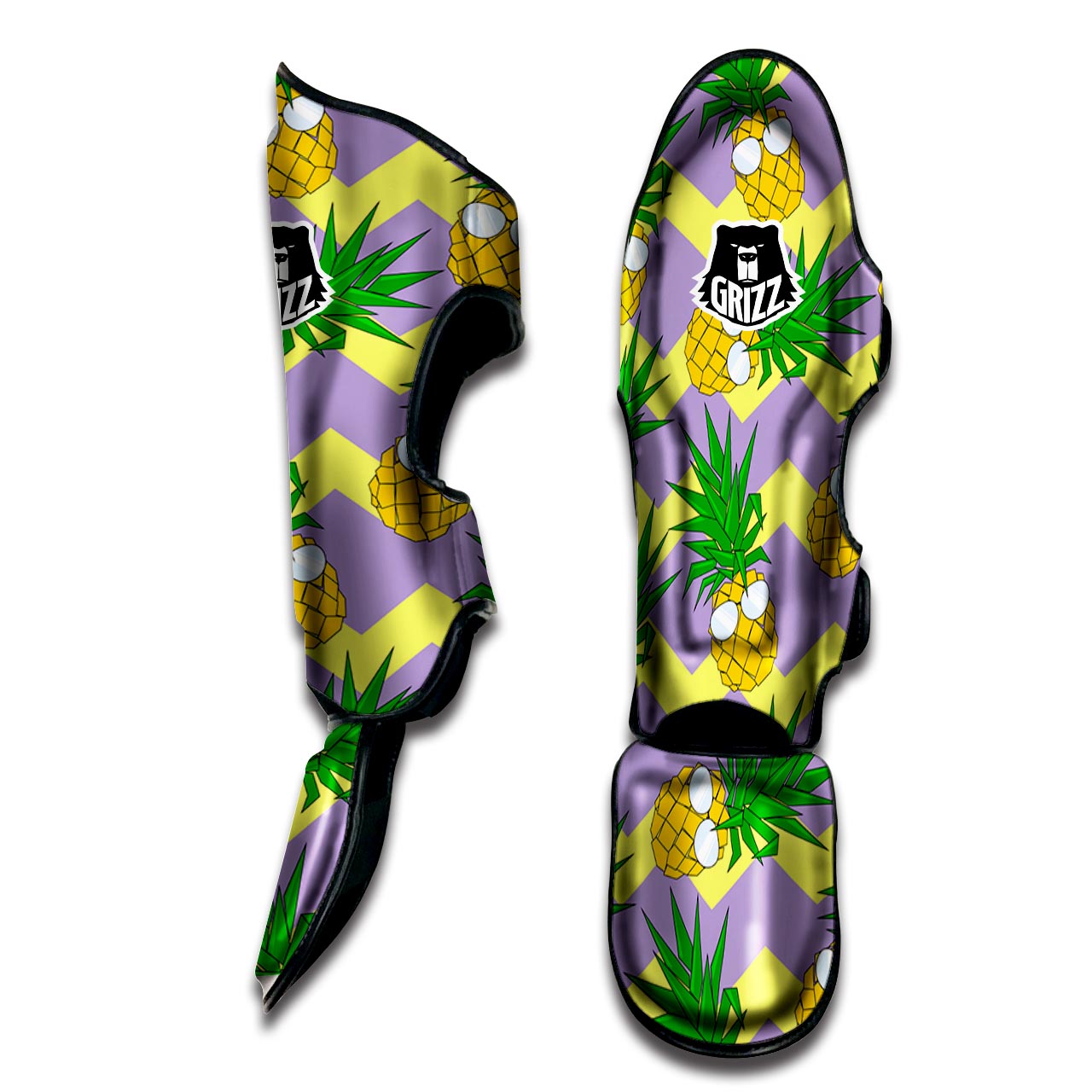 Zig Zag Pineapple Print Muay Thai Shin Guard-grizzshop