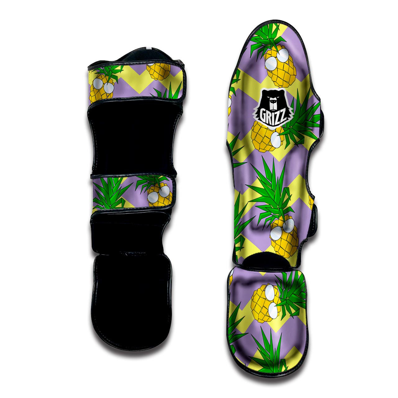 Zig Zag Pineapple Print Muay Thai Shin Guard-grizzshop