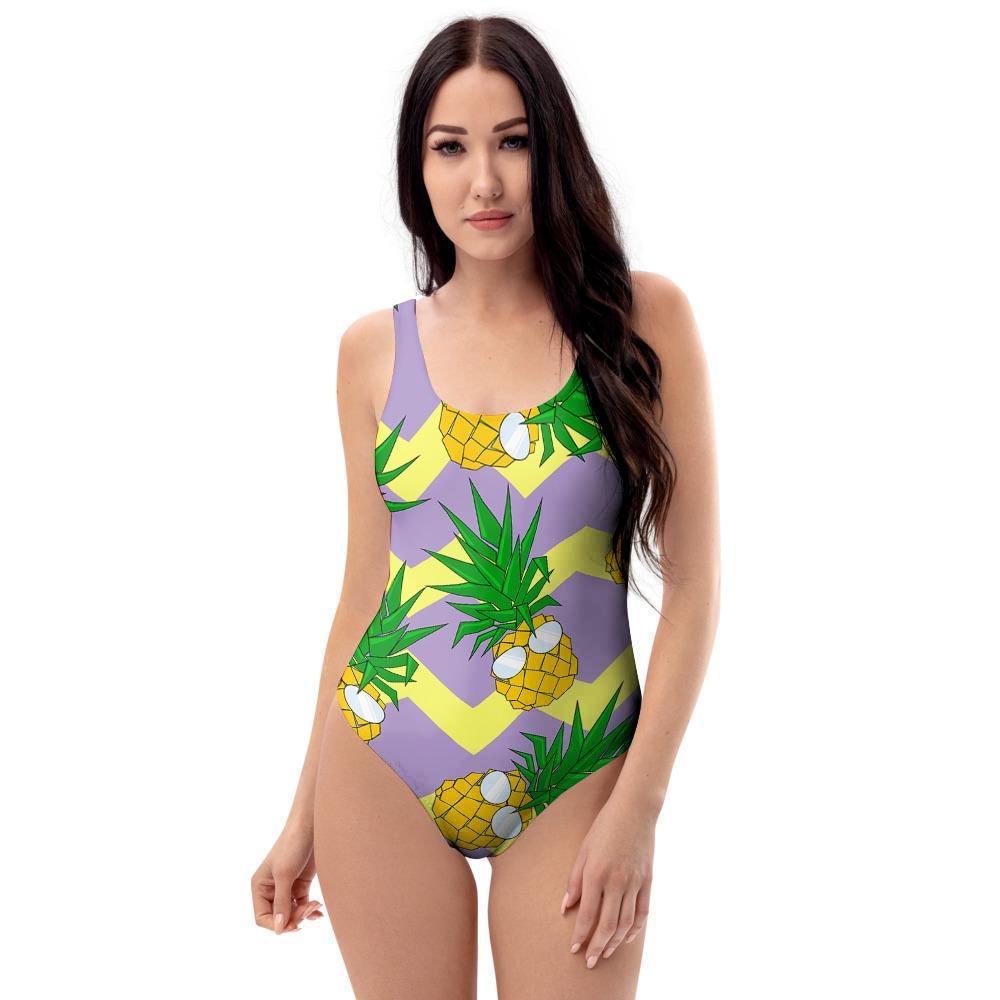 Zig Zag Pineapple Print One Piece Swimsuite-grizzshop