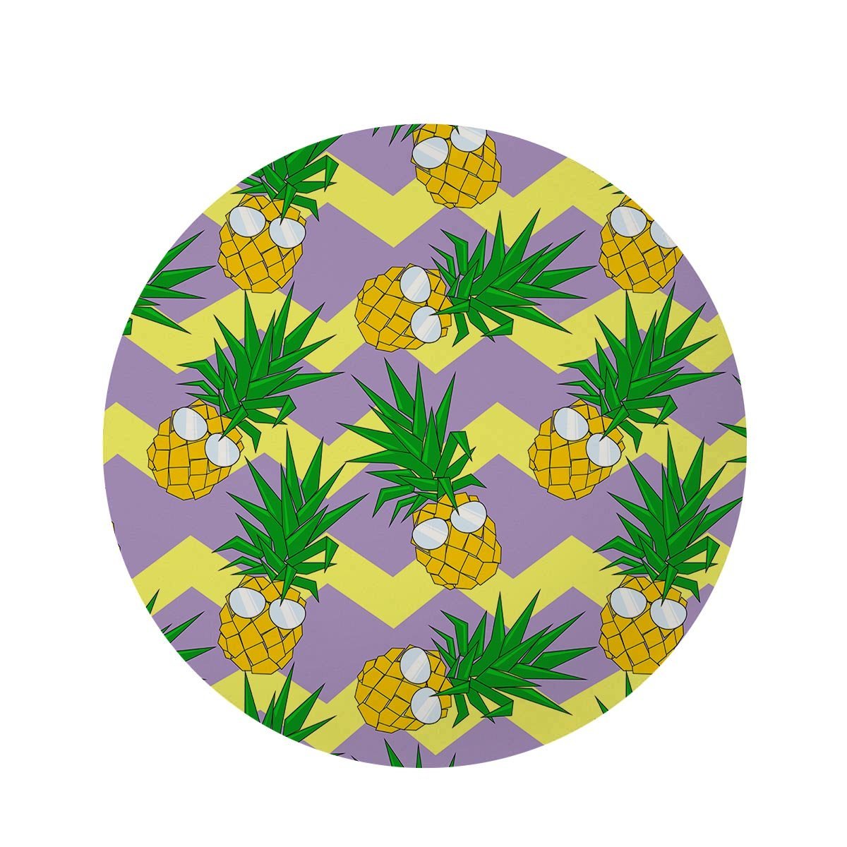 Zig Zag Pineapple Print Round Rug-grizzshop