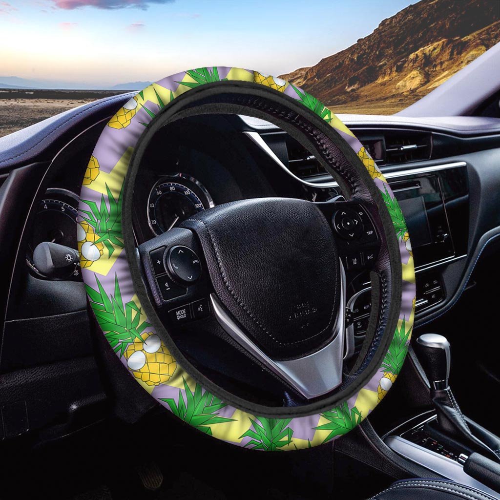 Zig Zag Pineapple Print Steering Wheel Cover-grizzshop