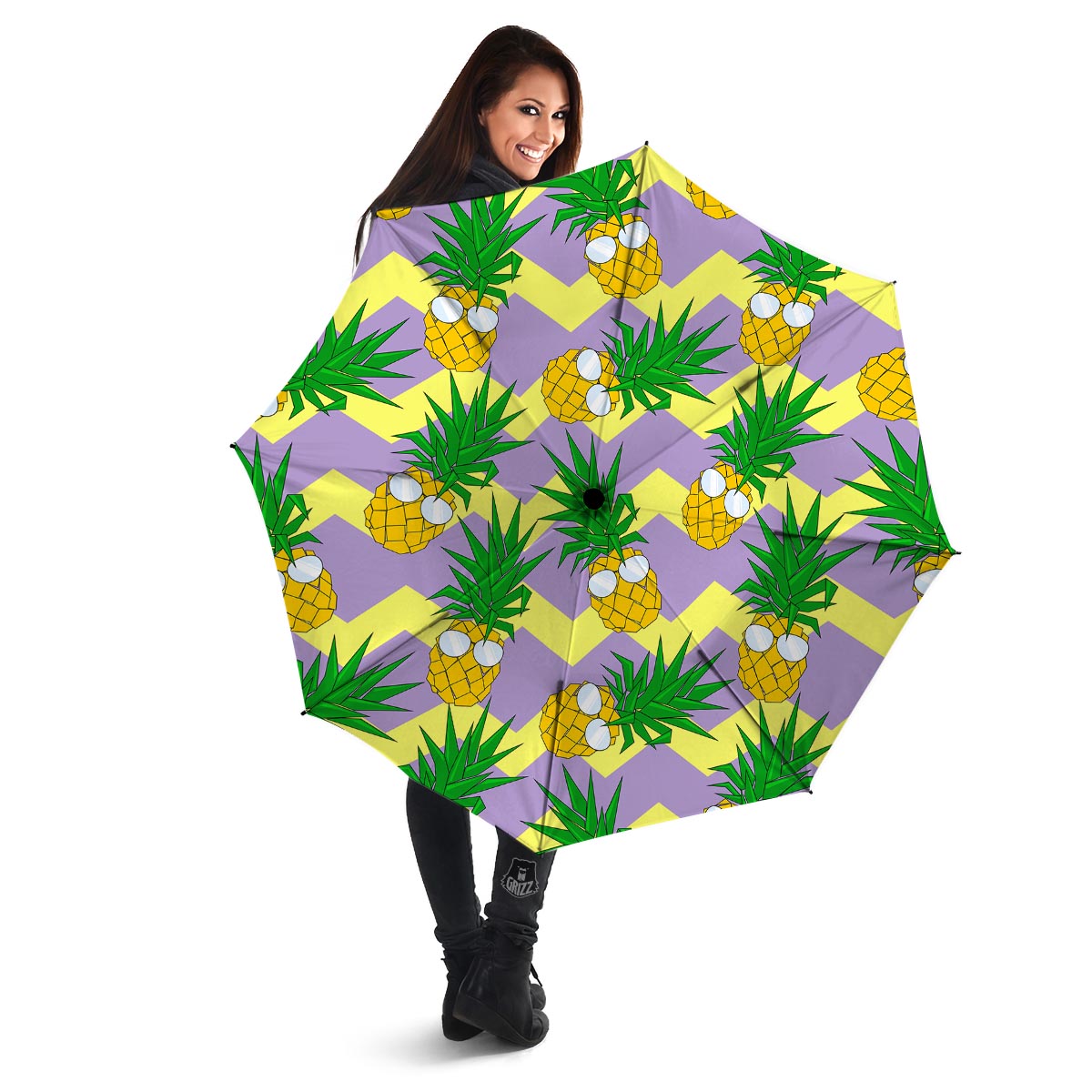 Zig Zag Pineapple Print Umbrella-grizzshop