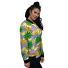 Zig Zag Pineapple Print Women's Bomber Jacket-grizzshop