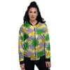 Zig Zag Pineapple Print Women's Bomber Jacket-grizzshop