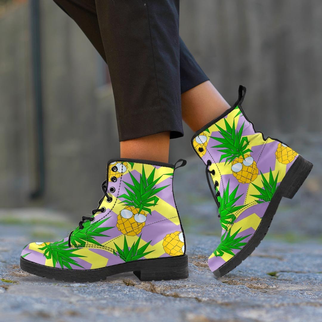 Zig Zag Pineapple Print Women's Boots-grizzshop