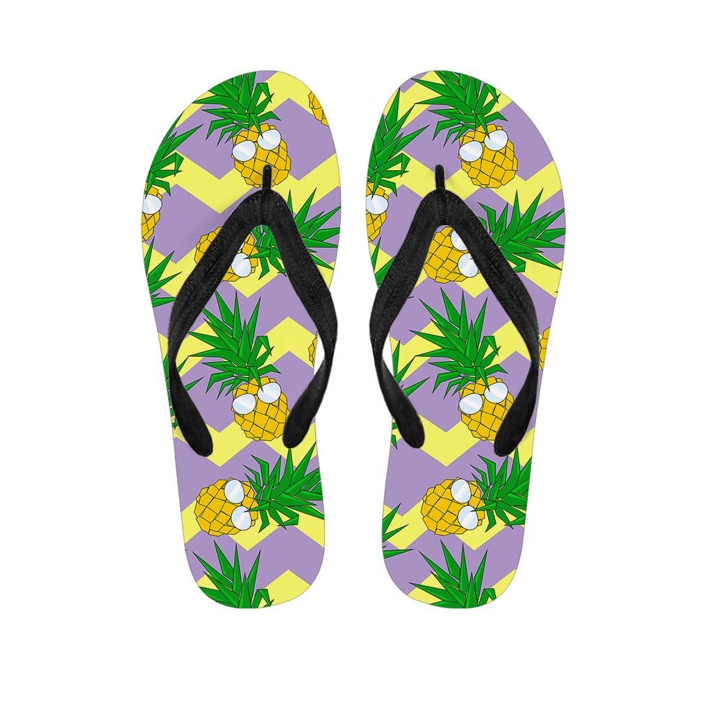 Zig Zag Pineapple Print Women's Flip Flops-grizzshop