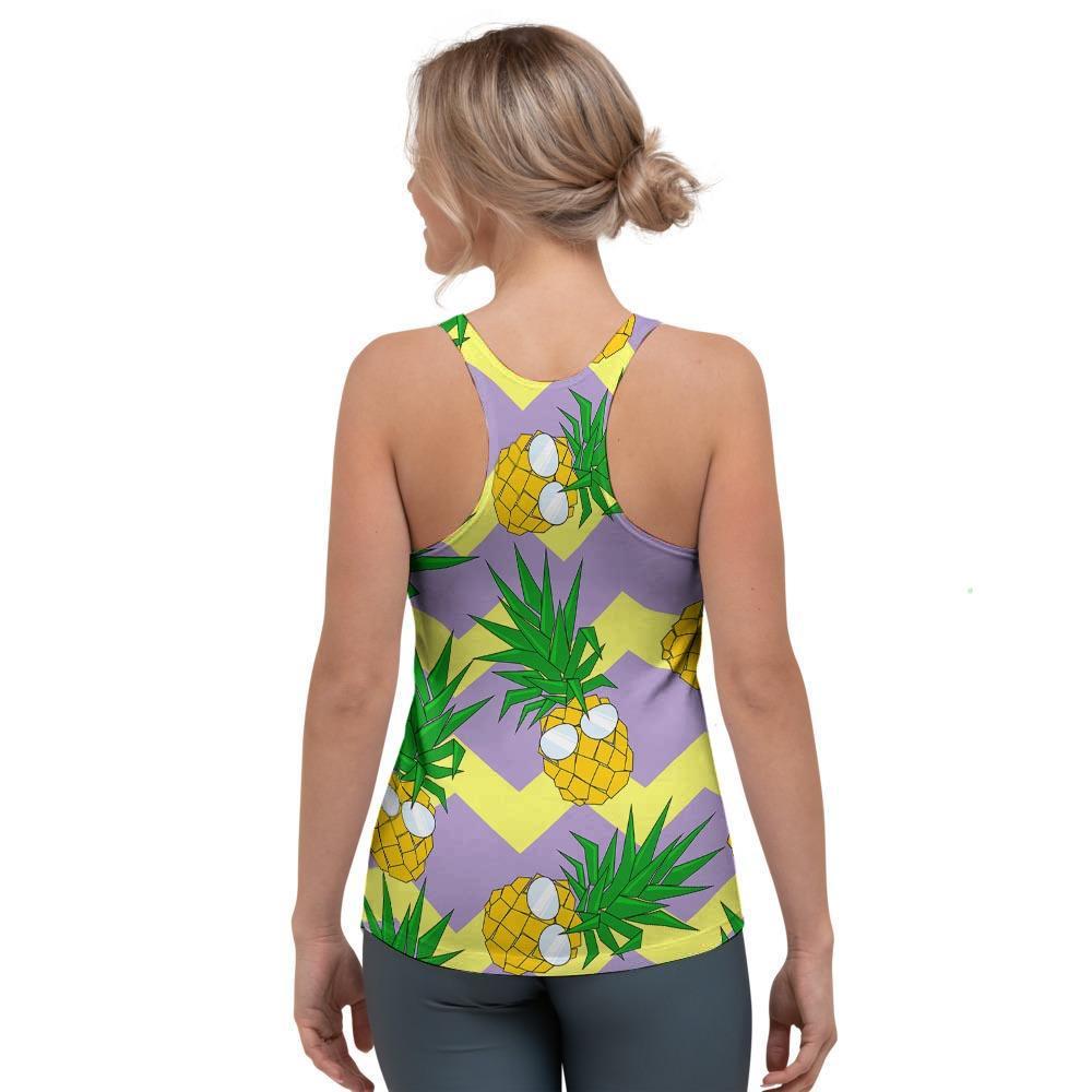 Zig Zag Pineapple Print Women's Racerback Tank Top-grizzshop