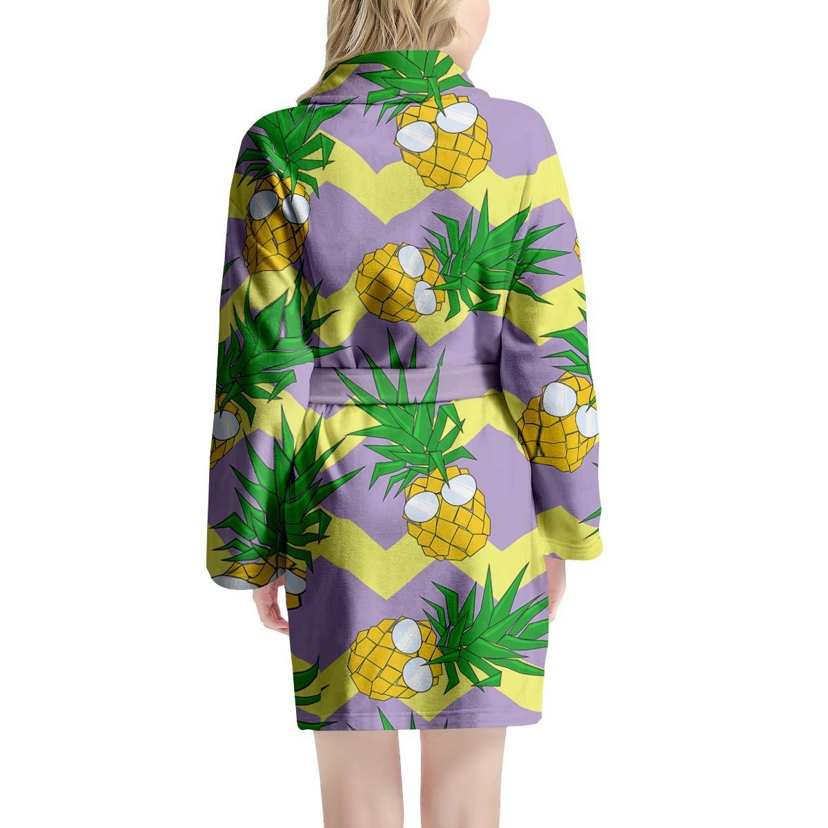 Zig Zag Pineapple Print Women's Robe-grizzshop
