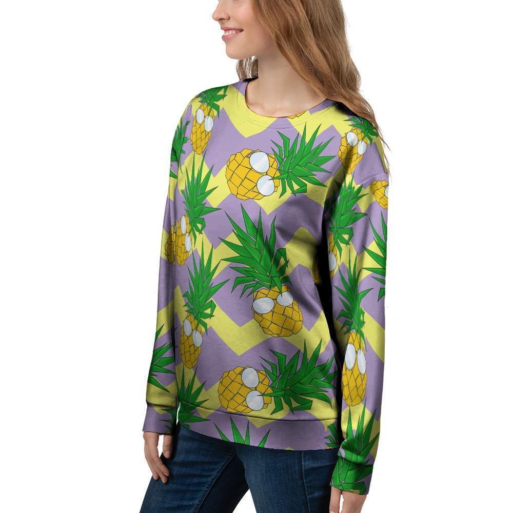 Zig Zag Pineapple Print Women's Sweatshirt-grizzshop