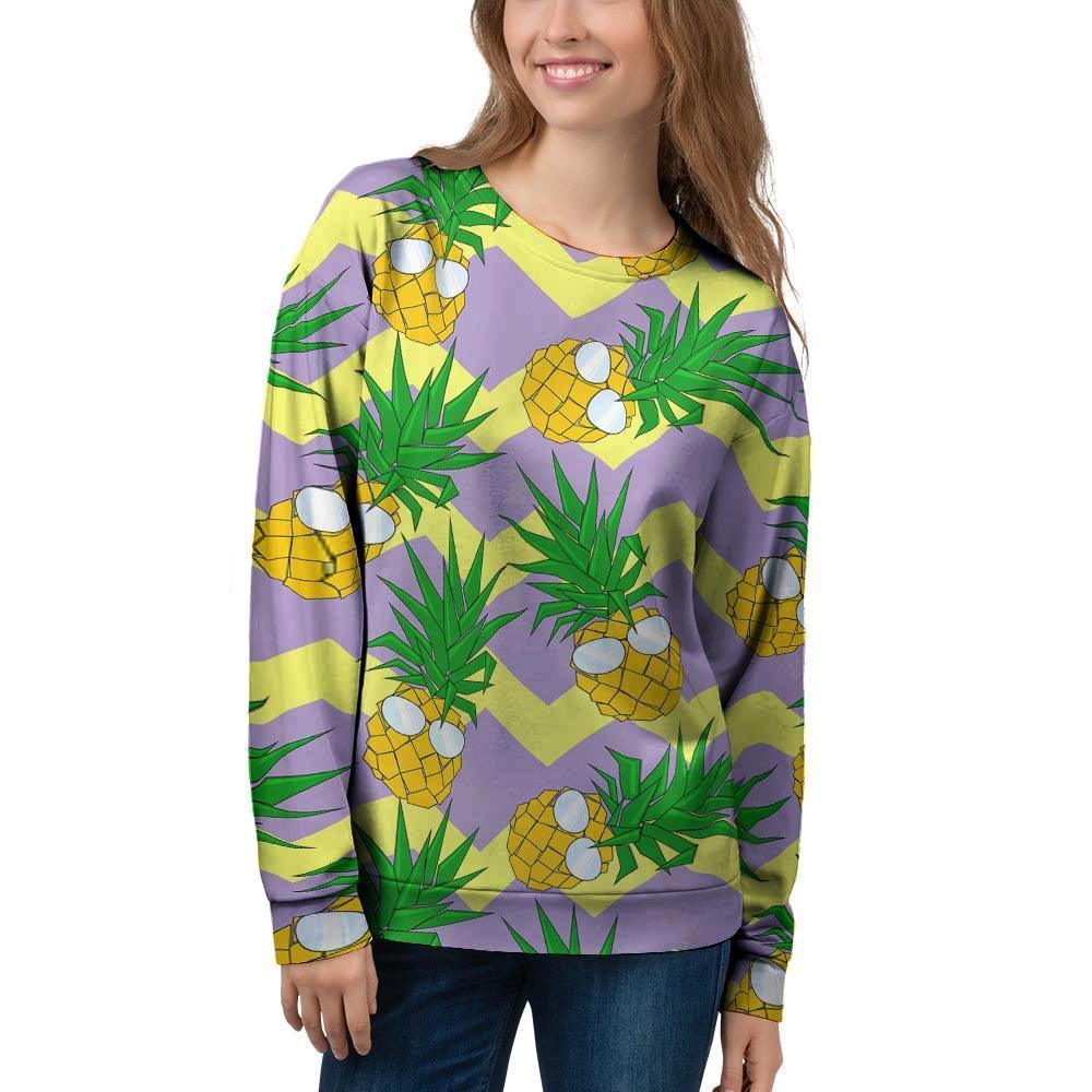 Zig Zag Pineapple Print Women's Sweatshirt-grizzshop