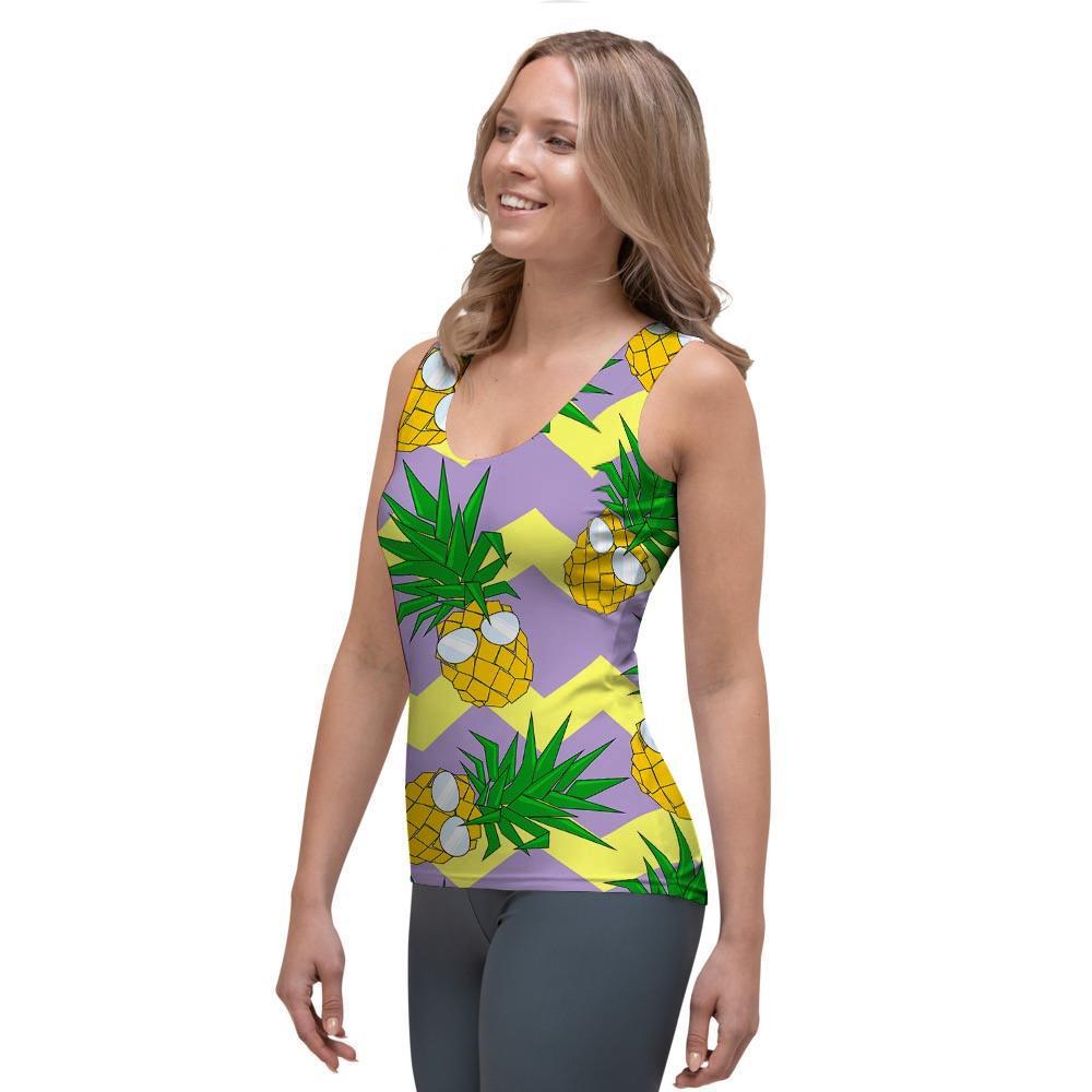 Zig Zag Pineapple Print Women's Tank Top-grizzshop