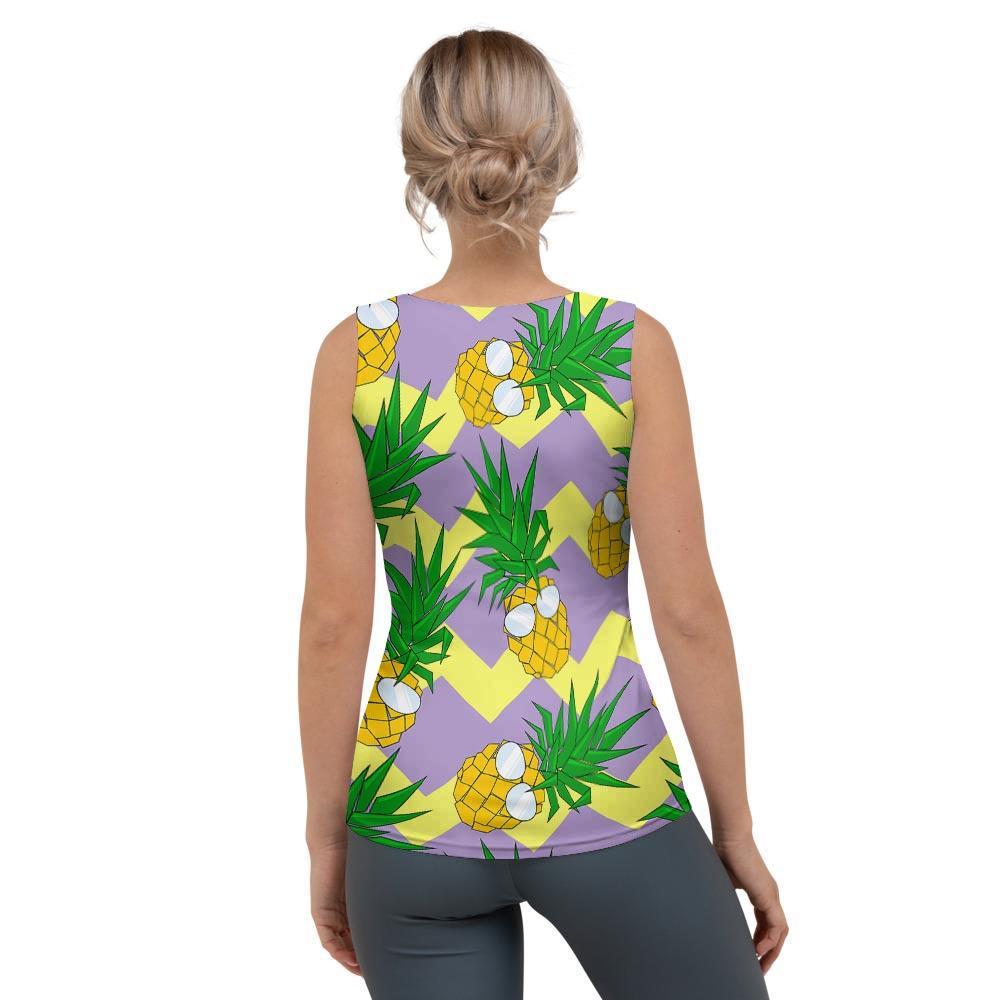 Zig Zag Pineapple Print Women's Tank Top-grizzshop