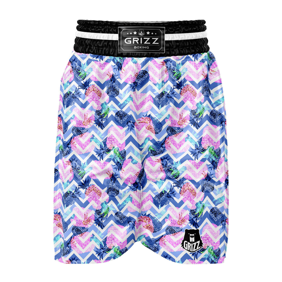 Zig Zag Pineapple Purple Print Pattern Boxing Shorts-grizzshop