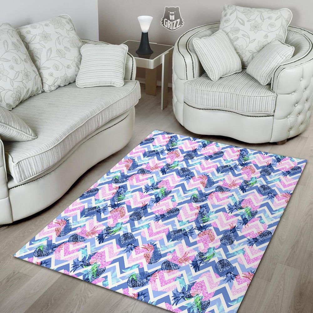 Zig Zag Pineapple Purple Print Pattern Floor Mat-grizzshop