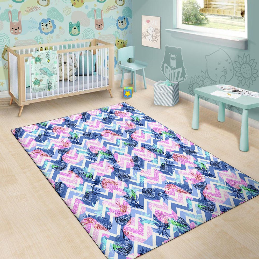 Zig Zag Pineapple Purple Print Pattern Floor Mat-grizzshop