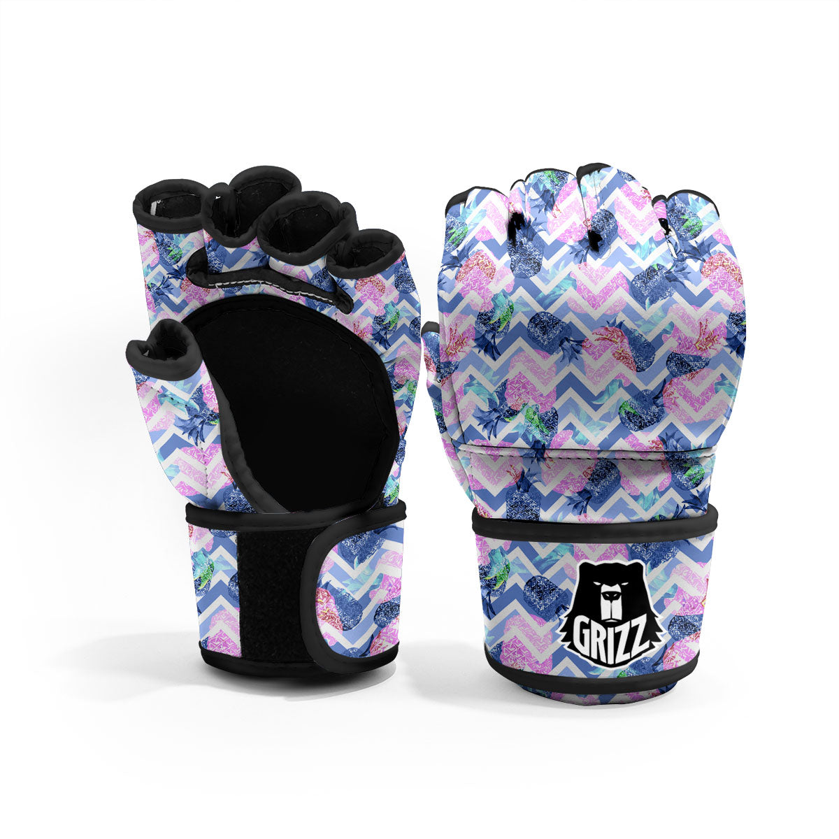 Zig Zag Pineapple Purple Print Pattern MMA Gloves-grizzshop