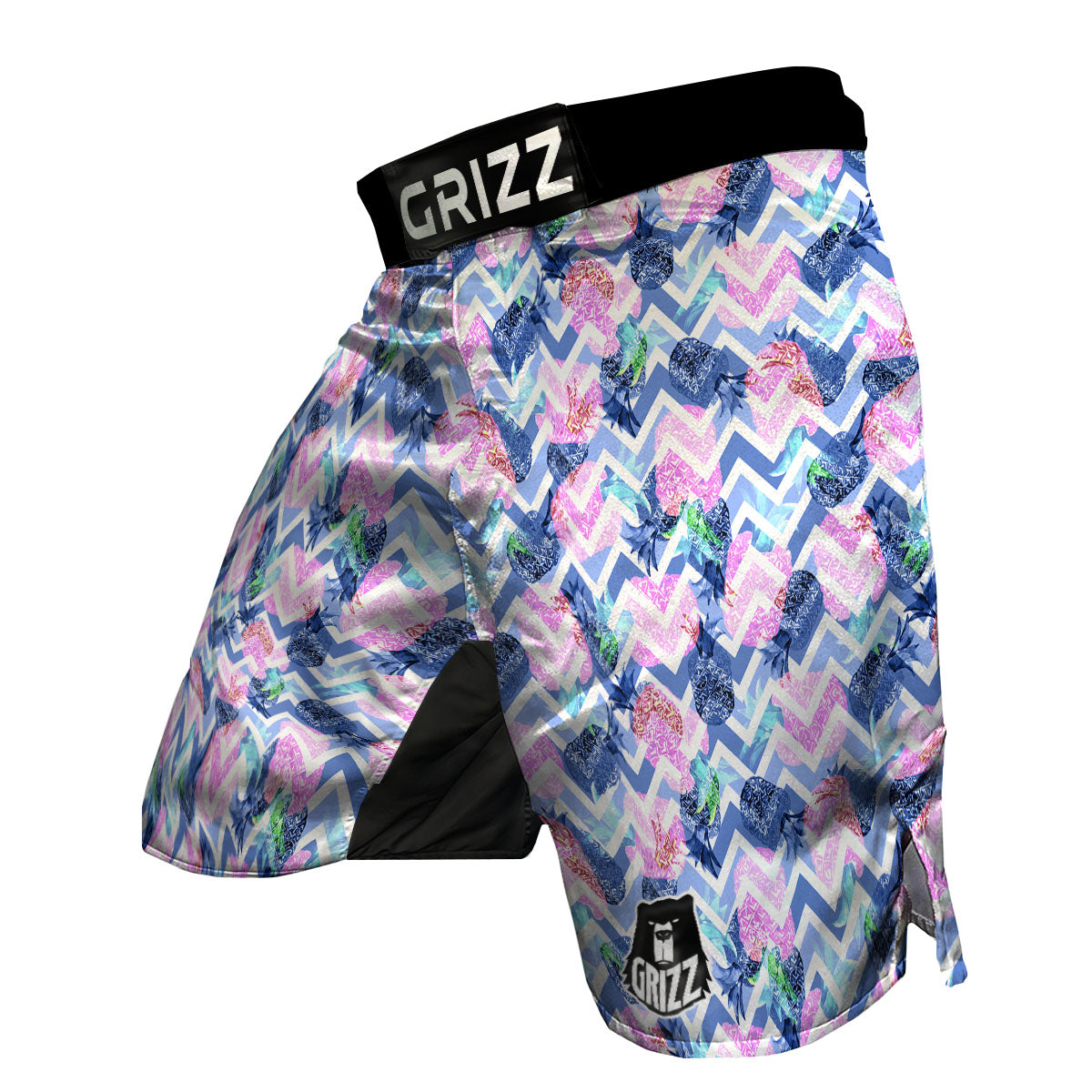 Zig Zag Pineapple Purple Print Pattern MMA Shorts-grizzshop