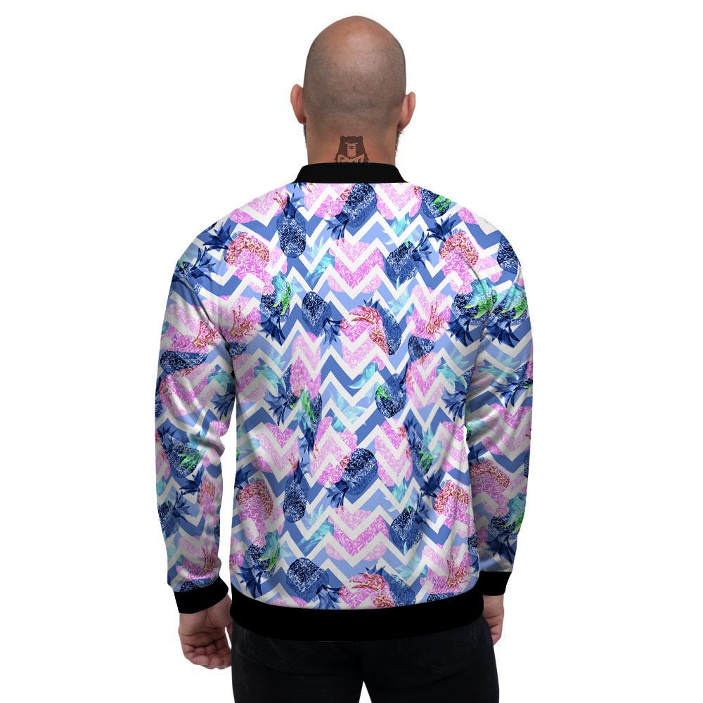 Zig Zag Pineapple Purple Print Pattern Men's Bomber Jacket-grizzshop