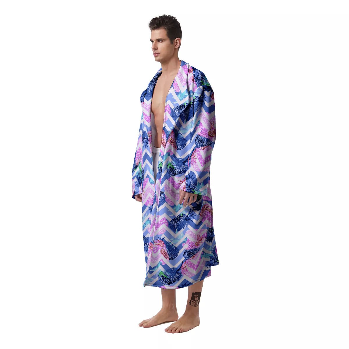 Zig Zag Pineapple Purple Print Pattern Men's Robe-grizzshop