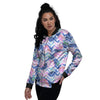 Zig Zag Pineapple Purple Print Pattern Women's Bomber Jacket-grizzshop