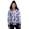 Zig Zag Pineapple Purple Print Pattern Women's Bomber Jacket-grizzshop